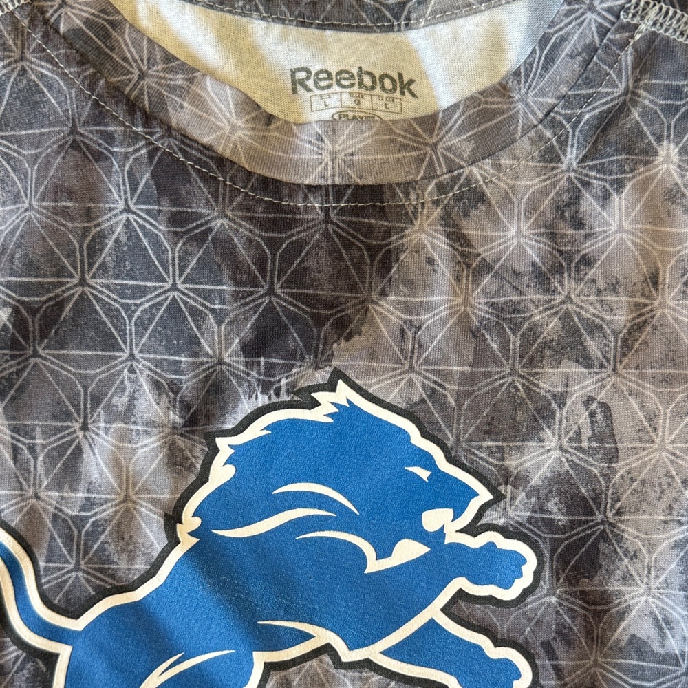 Reebok Detroit Lions Black/Gray and Blue Speedwick shirt Sz Lg